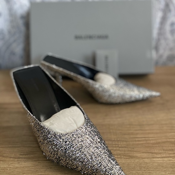 BALENCIAGA Silver Titanium Knife Mules - Picture 10 of 11